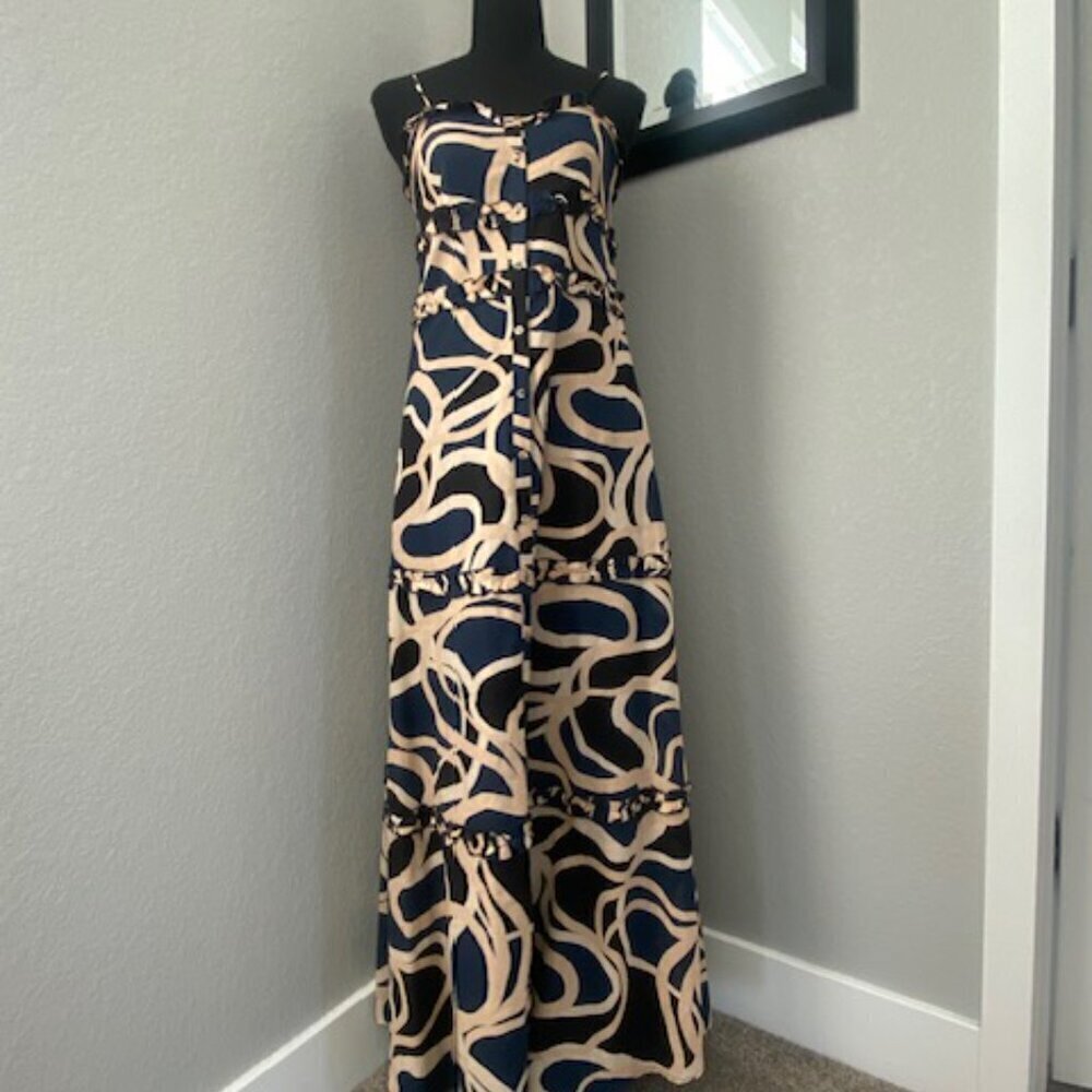 BIRD and KNOLL Connie Button Front Tiered Maxi Resort Sundress XS - Picture 4 of 13